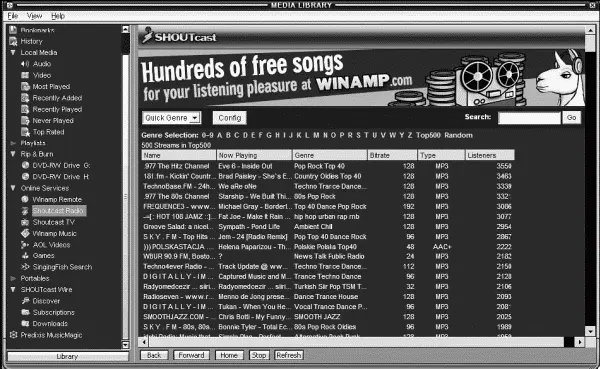 WinAmp Ну а теперь попробуйте выбрать одну из более чем 500 музыкальных - фото 59