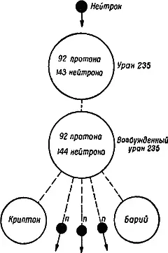 Рис 9Схема деления ядра урана 235 При делении образуются два осколка в - фото 37