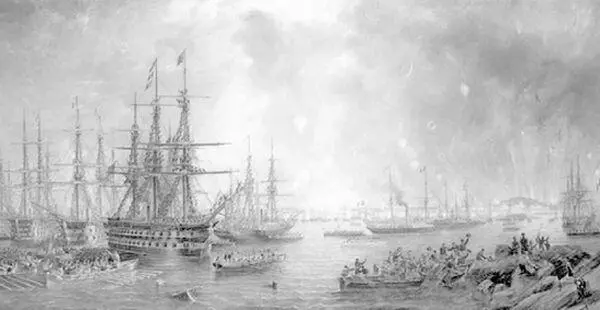 Бомбардировка Свеаборга 9 августа 1855 г Картина Джона Уилсона Кармайкла - фото 13