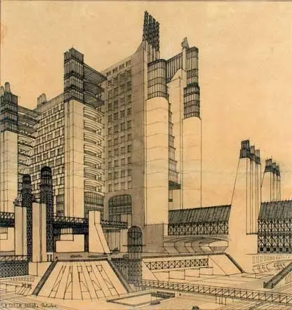 Антонио СантЭлиа Новый город 1914 Бумага чернила цветные мелки 525515 - фото 75