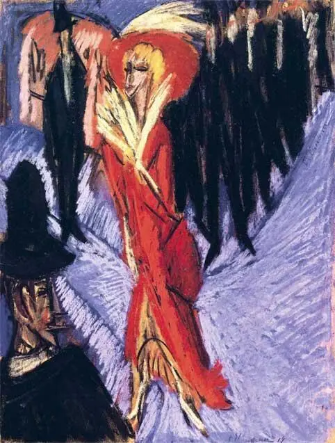 Эрнст Людвиг Кирхнер Улица с красной кокоткой 19141925 Бумага пастель - фото 144