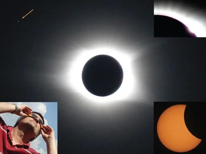 Автор слева внизу наблюдает полное затмение Солнца 21 августа 2017 года - фото 64
