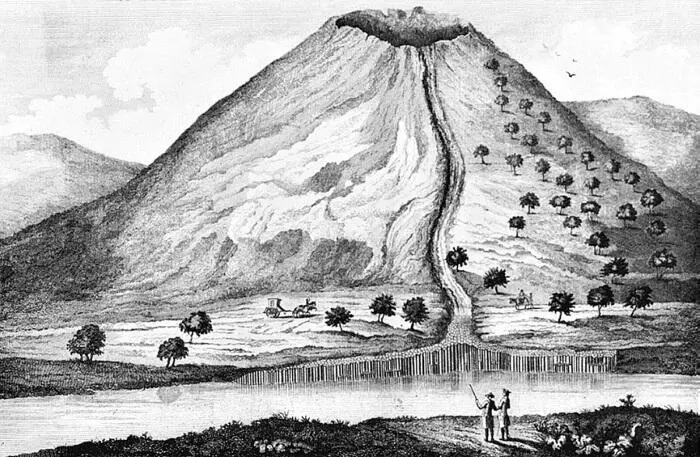 На гравюре 1778 года изображено как лава стекая в реку превращается в - фото 90