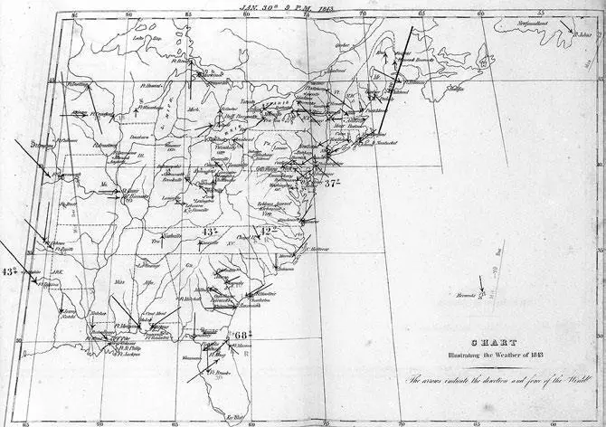 Старейшая метеорологическая карта США созданная в 1843 году с прогнозом на 30 - фото 112