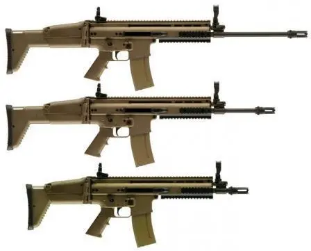 Винтовки калибра 556мм NATO FN SCARL Mk16 сверху вниз варианты с длинным - фото 12