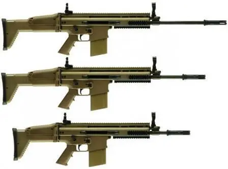 Винтовки калибра 762мм NATO FN SCARH Mk17 сверху вниз варианты с длинным - фото 13
