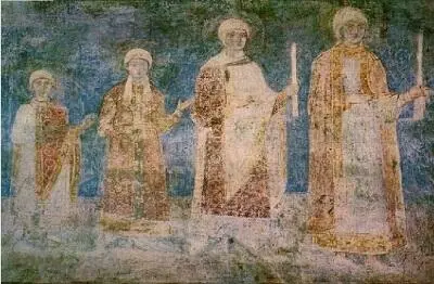 Женская половина семьи в кн Ярослава Мудрого Фреска Софии Киевской XI в - фото 10