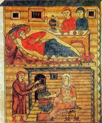 Роды и восприятие ребенка Миниатюра житийной повести об Антонии Сийском XVII - фото 47