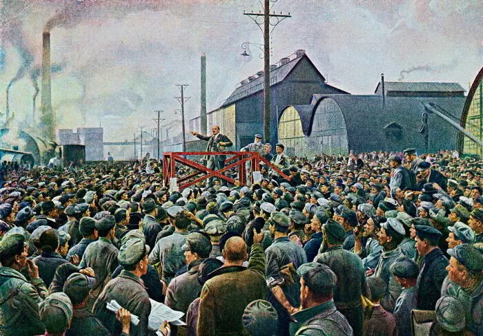 Выступление Ленина на Путиловском заводе в мае 1917 года 1929 Картина - фото 33