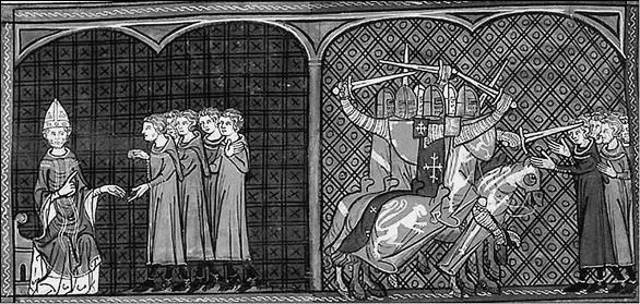 Папа Иннокентий III отлучает от церкви альбигойцев Средневековая миниатюра - фото 27