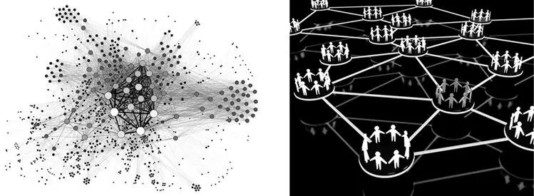 Слева пример социальной сети с вершинами соответствующими индивидуумам - фото 81