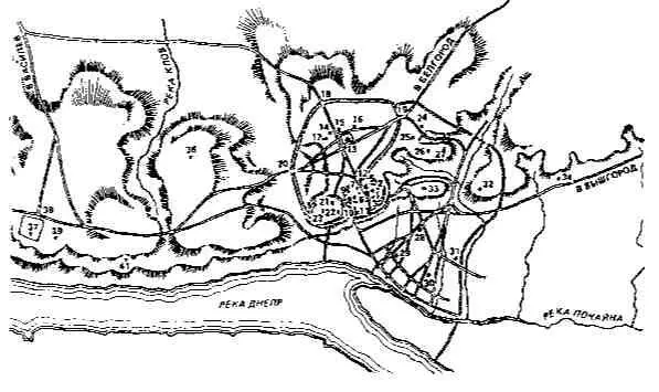План Киева первой половины XII I века Реконструкция И Красовского Цифрами - фото 39