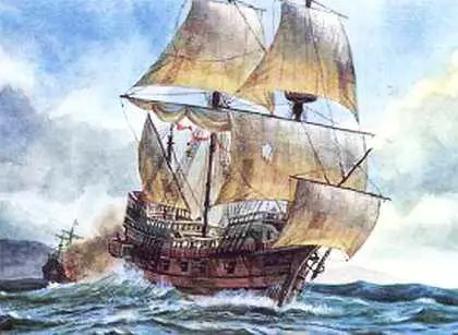 Английский галеон Golden Hind Сражение у острова Мигуэлья После завоевания - фото 20