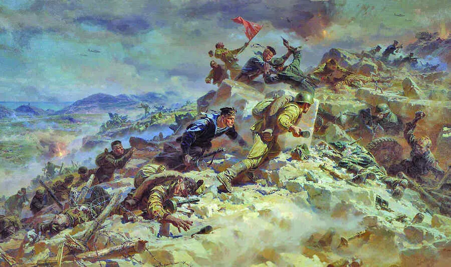 60 Петр Тарасович Мальцев Картина Штурм Сапунгоры написанная в 1958 г и - фото 93