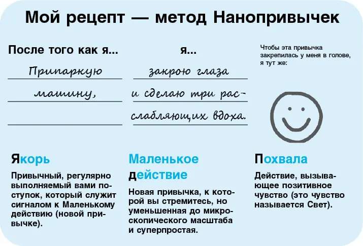 Мой рецепт метод Нанопривычек Якорь Маленькое действие Похвала День - фото 92