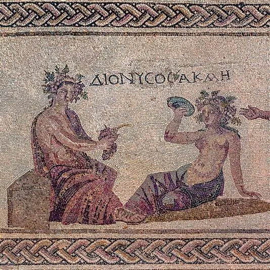 1 Фрагмент мозаики Икарий и Дионис из атриума дома Диониса Пафос Кипр - фото 190