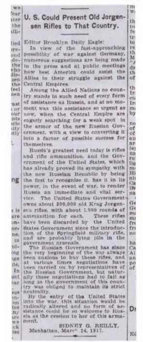 Заметка Рейли в американской газете Бруклин дейли игл от 29 марта 1917 года о - фото 26