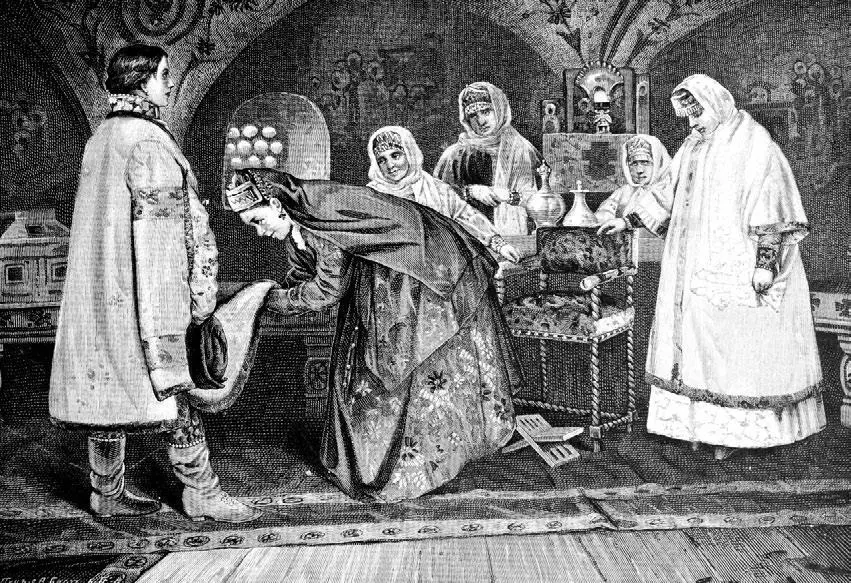 Свидание царя Алексея Михайловича с Марией Милославской 1888 г Гравюра из - фото 90