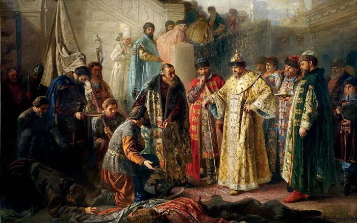 Станислав Ростворовский Посланники от Ермака на красном крыльце перед Иваном - фото 207