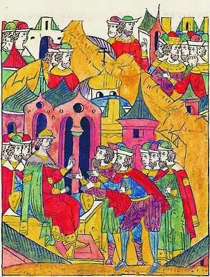 Переговоры о ливонской дани 1554 г Миниатюра Лицевого летописного свода В - фото 50