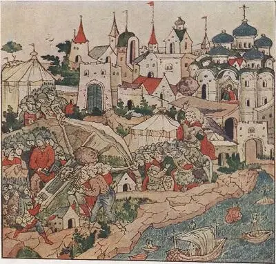 Рис 17 Осада агарянами Царьграда Миниатюра XVI в Из Лицевого сборника - фото 18