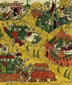 Ливонцы осаждают Ринген Миниатюра из Лицевого свода Эти расчеты имели под - фото 76