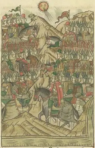 Рис 10 Начало битвы Соступление войск Миниатюра Лицевого свода XVI в В - фото 12