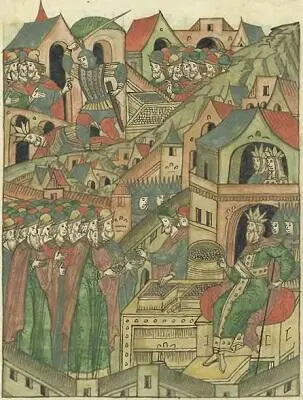 24 Убийство Мамая в городе Кафа 1380 г Миниатюра Остермановского II тома - фото 32