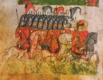 Рис 47 Князь с дружиной Сильвестровский список Жития Бориса и Глеба XIV в - фото 68
