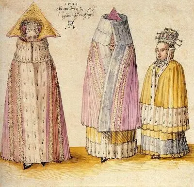 Ливонские женщины Акварель А Дюрера 1521 г Новгородцы Фрагмент - фото 4