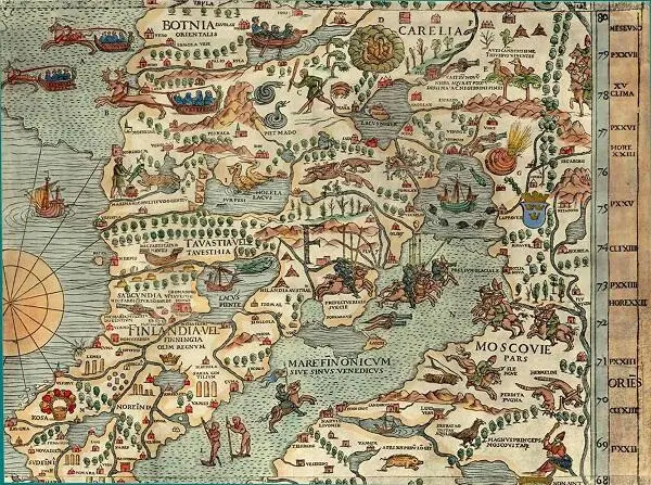 Ливония на карте Олауса Магнуса Карта маритима Фрагмент 1539 г - фото 8