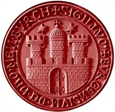 Ганзейская печать Гамбурга Оттиск 1306 г Ганзейский купец Медная панель - фото 10