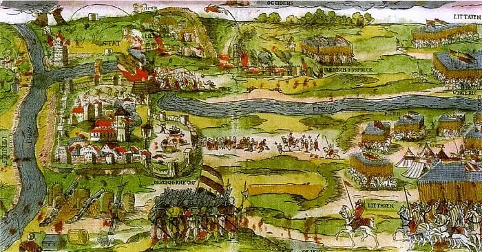 Сдача Полоцка Немецкий рисунок 1579 г Защитники тушили пожары целый день но - фото 79
