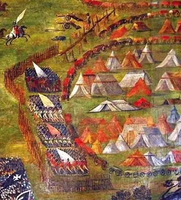 Русский вагенбург и полевые укрепления Фрагмент картины Битва при Клушино - фото 33