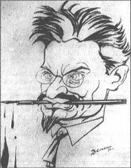 Карикатура художника Дени на Троцкого 1930 г Трубка Сталина - фото 51