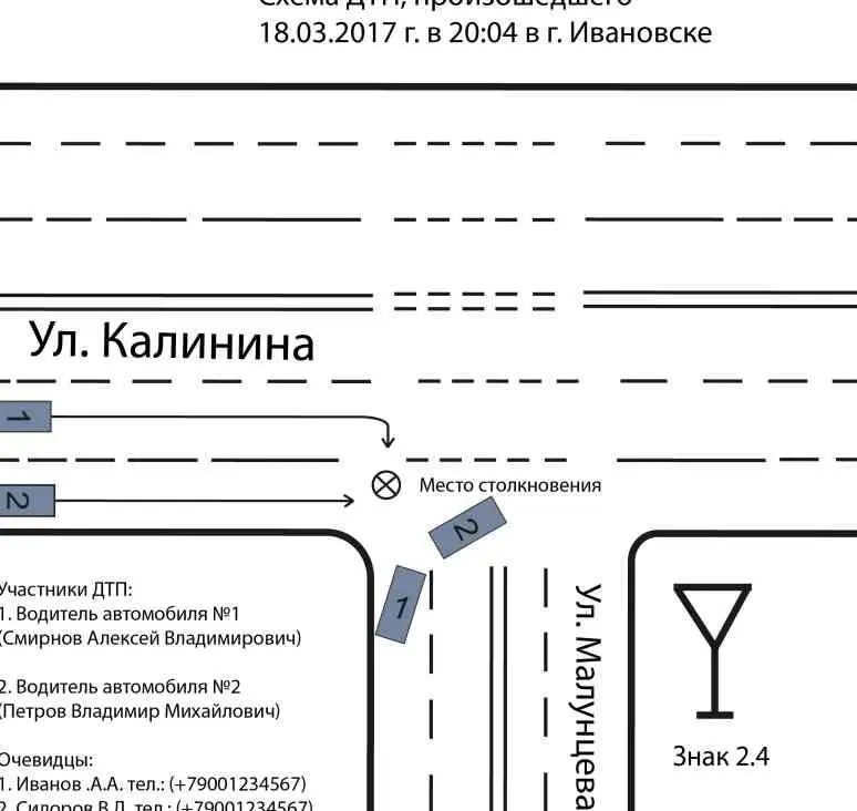 Пример схемы составления ДТП 261 Если в результате дорожнотранспортного - фото 104