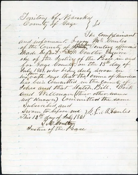 Territory of Nebraska County of Gage The Complainant and informant Leroy - фото 34