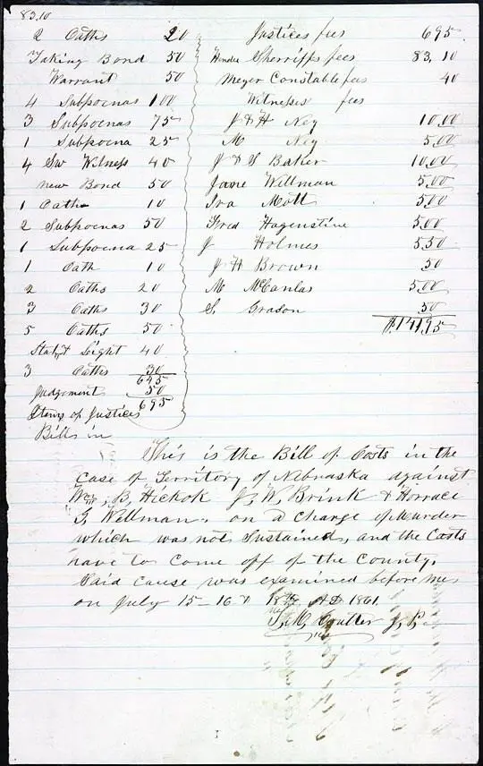 List of Trial Expenses This is the Bill of Costs in the Case of Territory of - фото 36