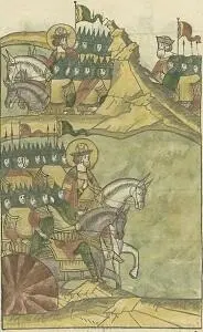 Войско Александра Невского на льду Чудского озера Миниатюра XVI в Учёные - фото 54