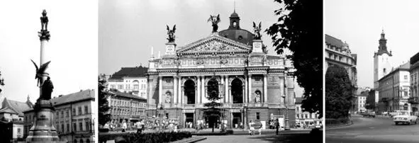 Львов 1970х гг памятник Адаму Мицкевичу слева Оперный театр в центре - фото 73