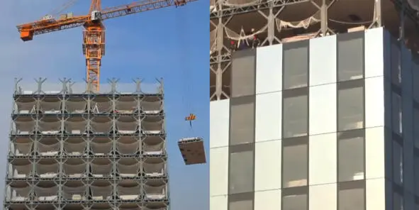 Сборка модульных компонентов здания Кадры из видео Broad Group Таким образом - фото 53