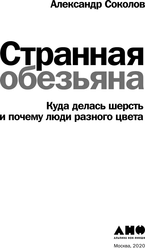 Александр Соколов СТРАННАЯ ОБЕЗЬЯНА Куда делась шерсть и почему люди разного - фото 1