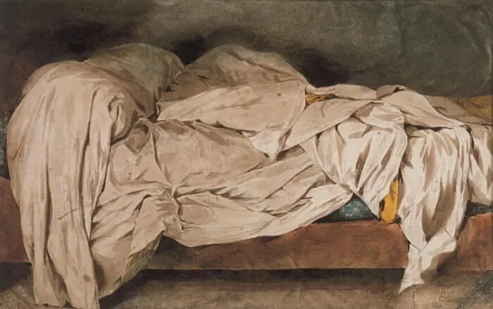 16 Эжен Делакруа Неубранная постель Черные чернила и свинцовый карандаш - фото 16