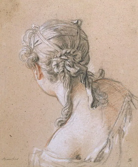 23 Франсуа Буше Голова девушки с собранными волосами вид сзади Красный - фото 23