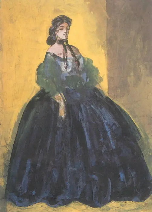 26 Константен Гис Стоящая женщина Этюд Акварель карандаш и чернила - фото 26