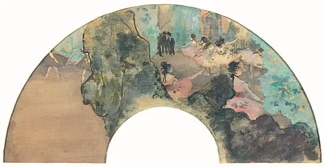 32 Эдгар Дега Балерины веер Гуашь масло пастель по шелку около 1879 - фото 32