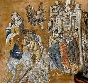 Вход Христа в Иерусалим Мозаика Церкви св апостолов в Фессалонике XIV в Но - фото 25