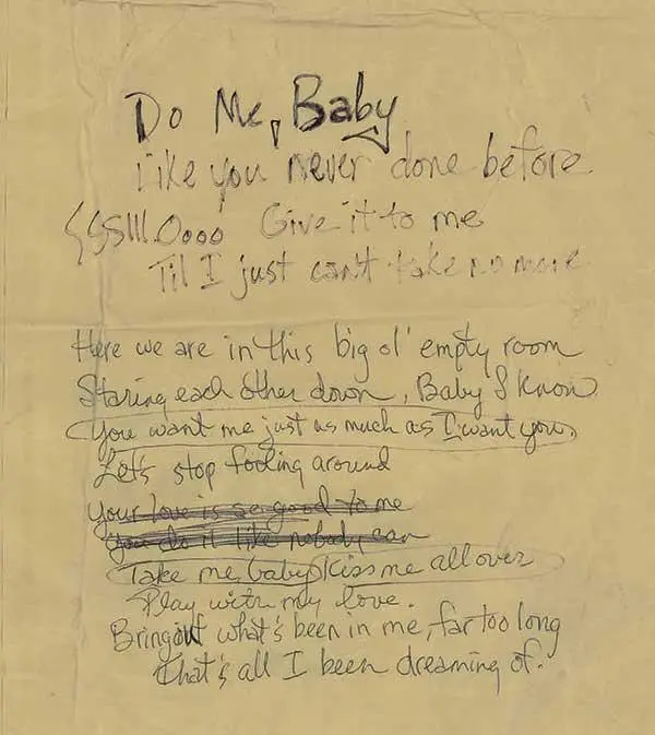 Пользуясь всем что его окружало Принс нацарапал слова песни Do Me Baby на - фото 177