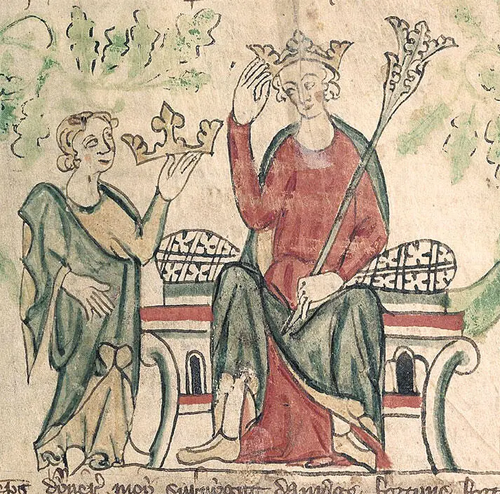 Король Эдуард II принимает английскую корону Миниатюра из Хроник Англии XIV - фото 13