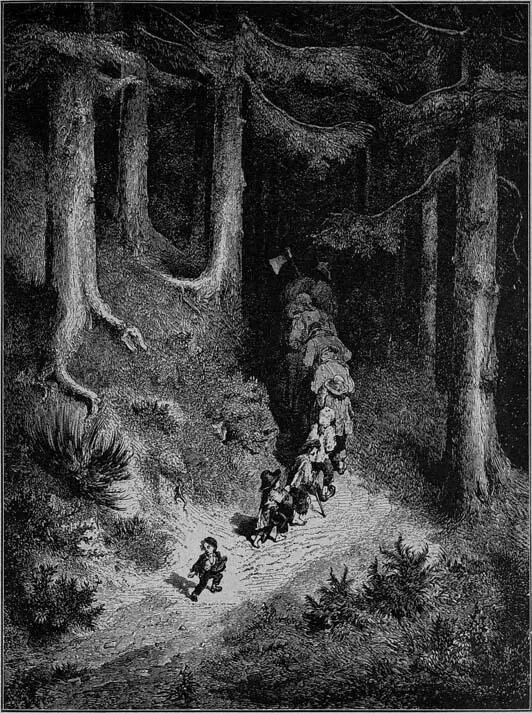 Идучи в лес он всю дорогу бросал из карманов маленькие белые камешки Поэтому - фото 11